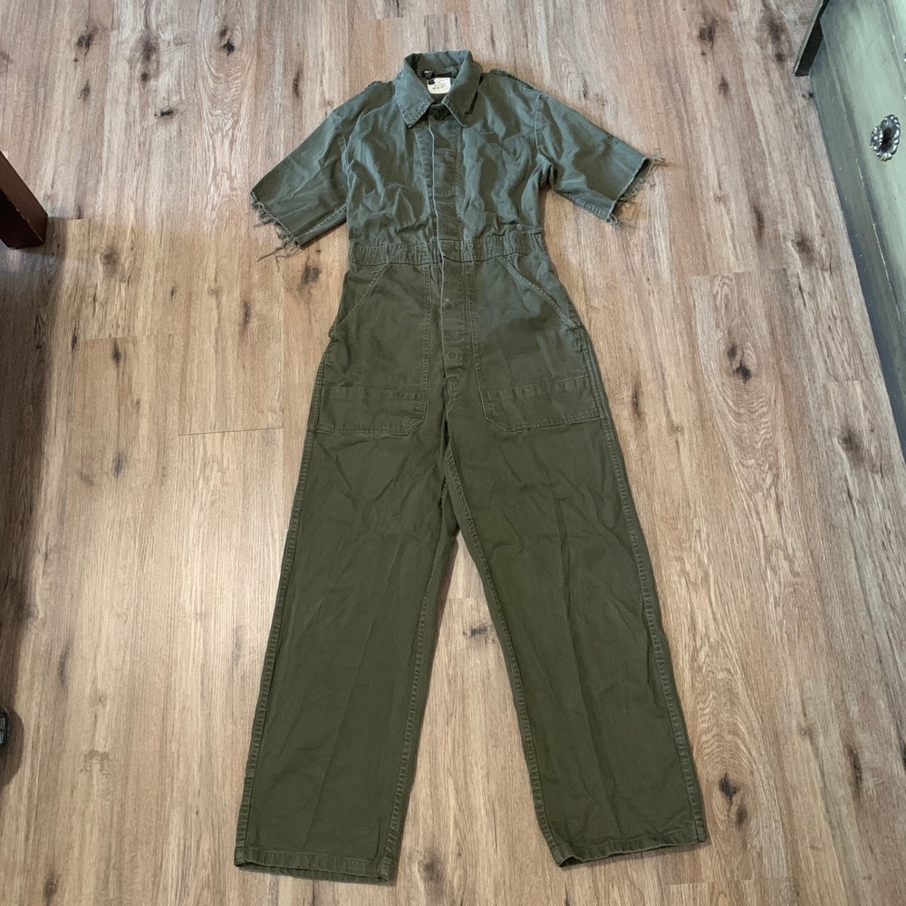 Nasty Gal repurposed military utility jumpsuit in olive green -size small/medium